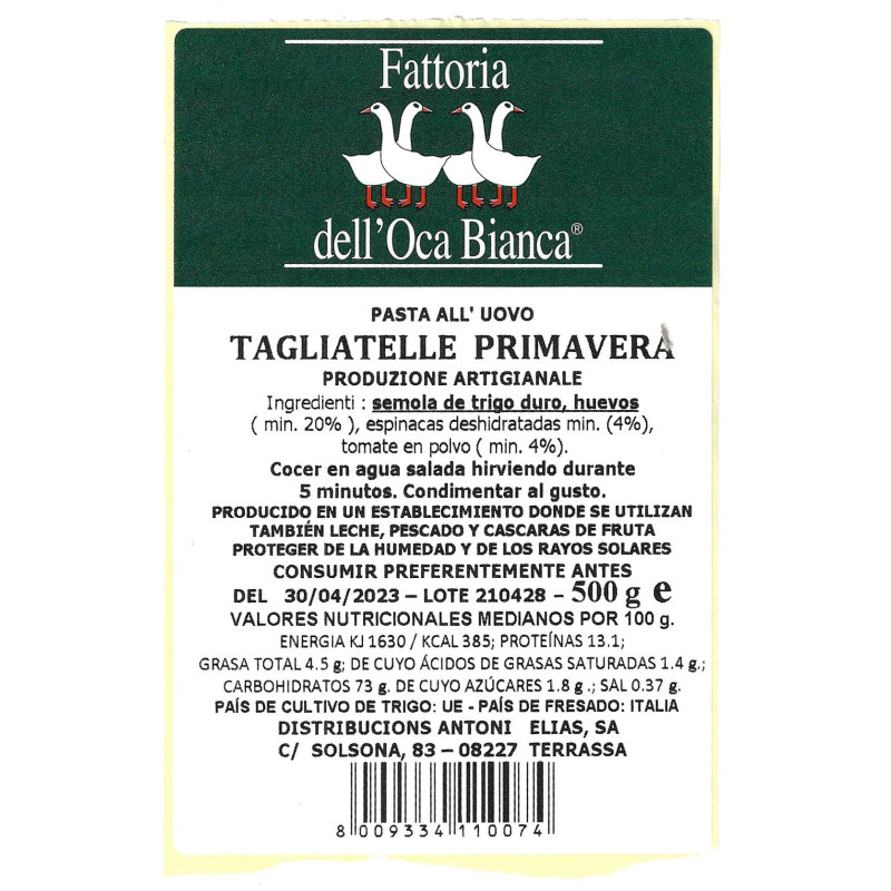 TAGLIATELLE PRIMAV.500g OCA BI